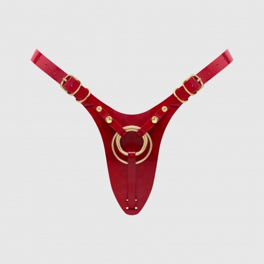 Красный пояс для фиксации насадок Strap-On-Me Leatherette Harness Fabulous - Strap-on-me - купить с доставкой в Красноярске