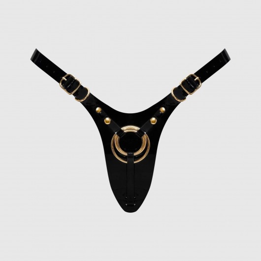 Черный пояс для фиксации насадок Strap-On-Me Leatherette Harness Fabulous - Strap-on-me - купить с доставкой в Красноярске