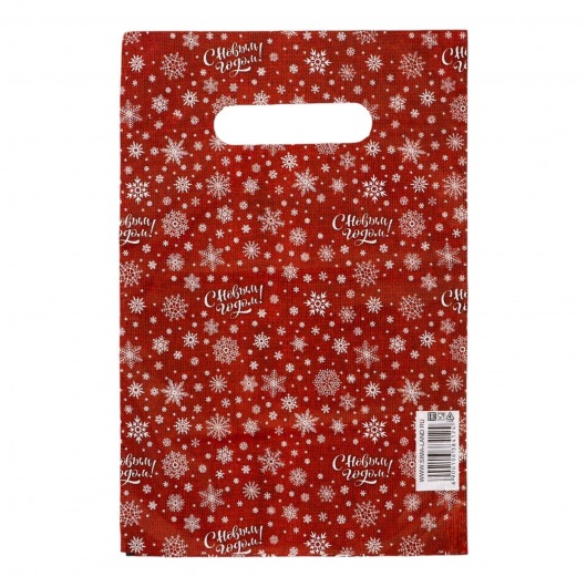 Красный подарочный новогодний пакет с вырубной ручкой (20х30 см) - Сима-Ленд - купить с доставкой в Красноярске