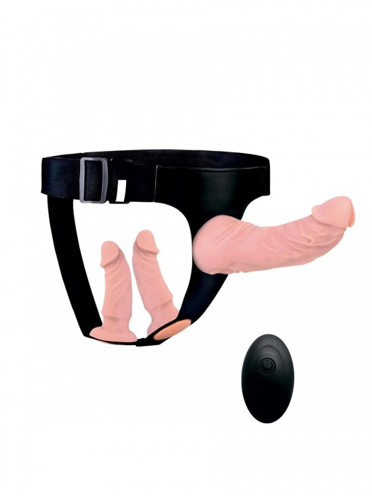 Женский страпон с 3 насадками и вибрацией - Erowoman-Eroman - купить с доставкой в Красноярске