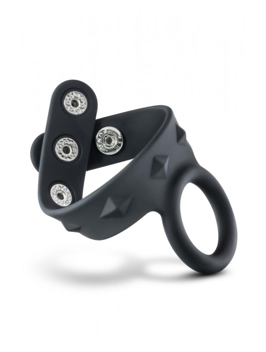 Черное эрекционное кольцо с подхватом мошонки на кнопках VS6 - Blush Novelties - в Красноярске купить с доставкой