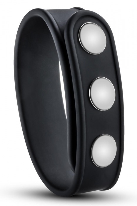 Черное эрекционное кольцо на кнопках - Blush Novelties - в Красноярске купить с доставкой