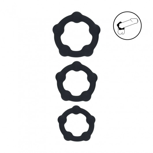 Набор из 3 эрекционных колец Beaded Silicone Cockring Set - Shots Media BV - в Красноярске купить с доставкой