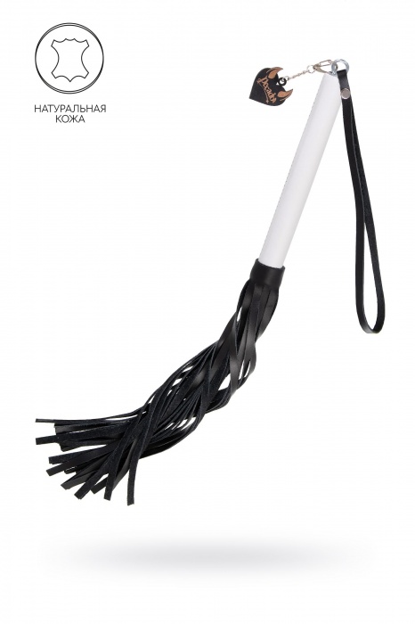 Плеть с белой рукоятью и чёрными хлыстами - 50 см. - Pecado - купить с доставкой в Красноярске