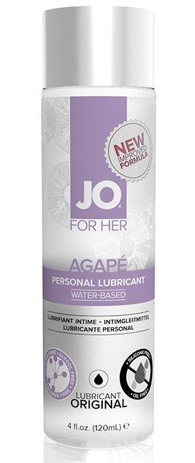 Женский лубрикант на водной основе JO AGAPE LUBRICANT ORIGINAL - 120 мл. - System JO - купить с доставкой в Красноярске Женский лубрикант на водной основе JO AGAPE LUBRICANT ORIGINAL - 120 мл. - System JO - купить с доставкой в Красноярске