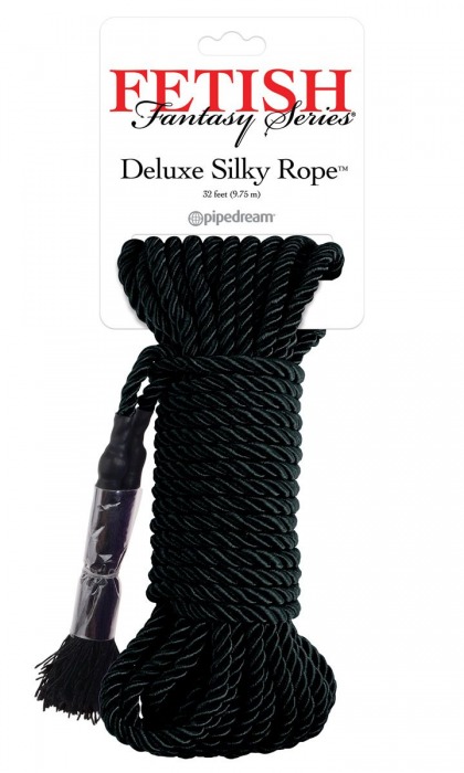 Черная веревка для фиксации Deluxe Silky Rope - 9,75 м. - Pipedream - купить с доставкой в Красноярске