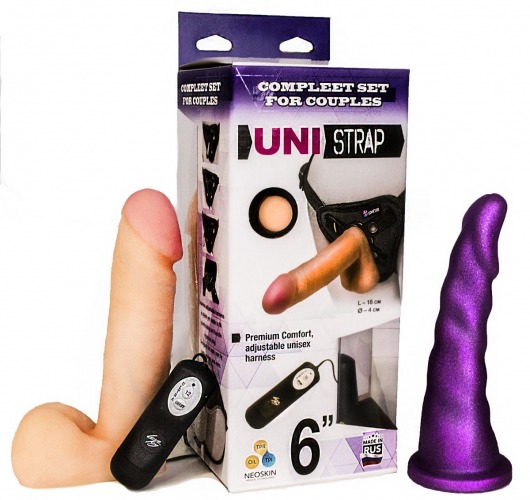 Вибрострапон с двумя насадками UniStrap - 18 и 18 см. - LOVETOY (А-Полимер) - купить с доставкой в Красноярске