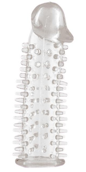 Прозрачная насадка на половой член с закрытой головкой и шипами - 12,5 см. - Toyfa Basic - в Красноярске купить с доставкой