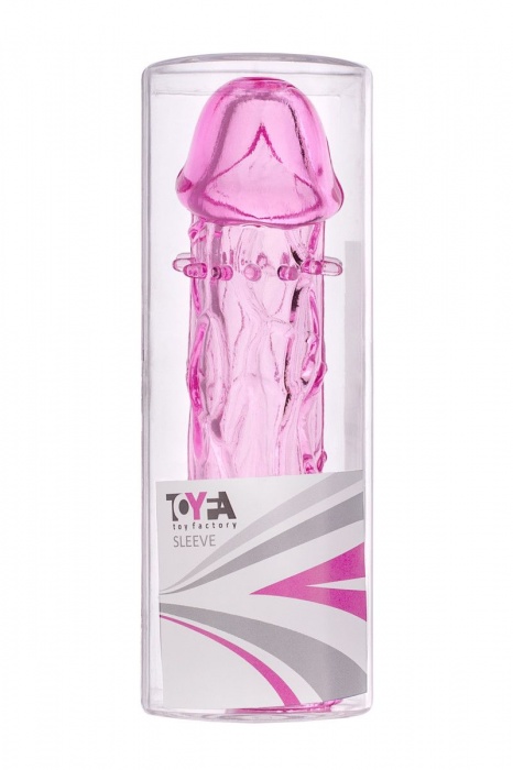 Гладкая розовая насадка с усиками под головкой - 12,5 см. - Toyfa Basic - в Красноярске купить с доставкой