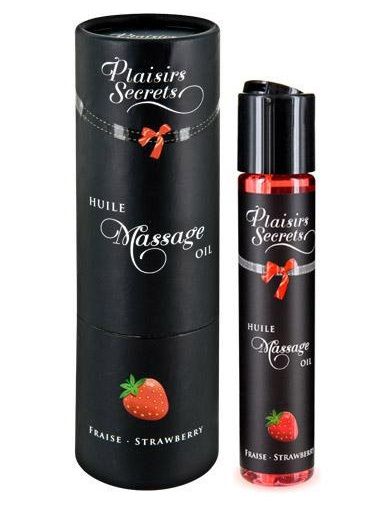 Массажное масло с ароматом клубники Huile de Massage Gourmande Fraise des Bois - 59 мл. - Plaisir Secret - купить с доставкой в Красноярске