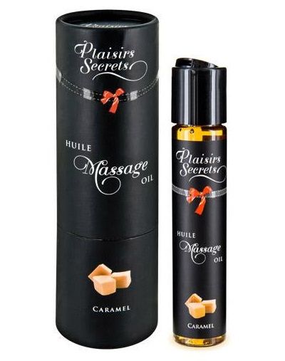 Массажное масло с ароматом карамели Huile de Massage Gourmande Caramel - 59 мл. - Plaisir Secret - купить с доставкой в Красноярске