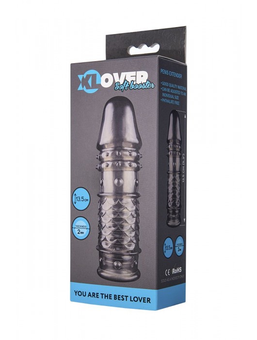 Дымчатая закрытая насадка ToyFa XLover с чешуйками и пупырышками - 13,5 см. - ToyFa - в Красноярске купить с доставкой