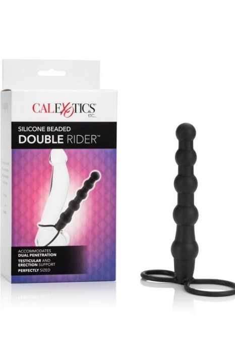 Насадка на пенис для двойного проникновения Silicone Beaded Double Rider - 14 см. - California Exotic Novelties - в Красноярске купить с доставкой