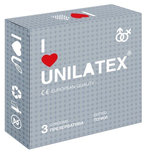 Презервативы с точками Unilatex Dotted - 3 шт. - Unilatex - купить с доставкой в Красноярске