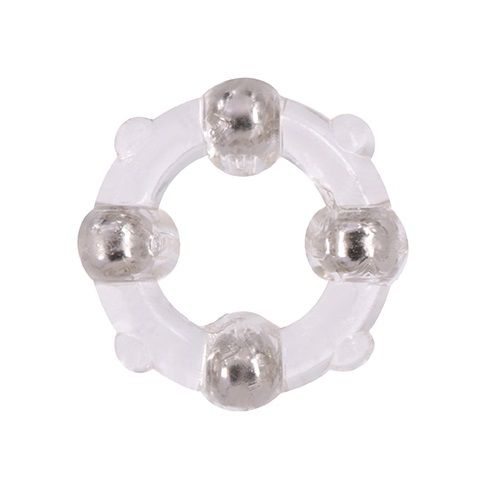 Эрекционное кольцо с 4 бусинами MENZSTUFF STUD RING CLEAR - Dream Toys - в Красноярске купить с доставкой