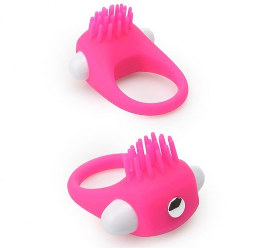 Розовое эрекционное кольцо с щеточкой LIT-UP SILICONE STIMU RING 5 - Dream Toys - в Красноярске купить с доставкой