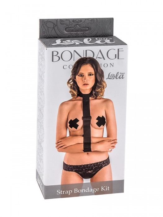 Ошейник с длинной лентой и наручниками Strap Bondage Kit One Size - Lola Games - купить с доставкой в Красноярске