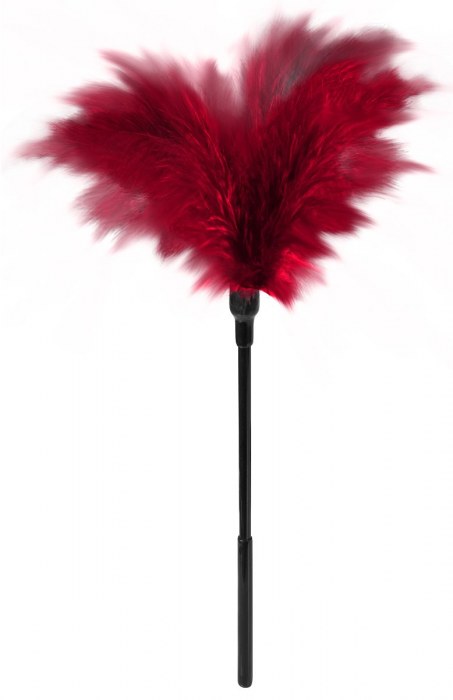 Пластиковая метелочка с красными пёрышками Small Feather Tickler - 32 см. - Blush Novelties - купить с доставкой в Красноярске