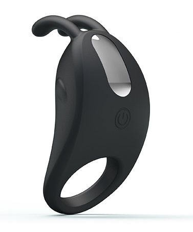 Чёрное эрекционное кольцо с вибрацией Rabbit Vibrator - Baile - в Красноярске купить с доставкой