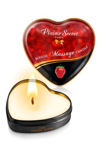 Массажная свеча с ароматом клубники Bougie Massage Candle - 35 мл. - Plaisir Secret - купить с доставкой в Красноярске