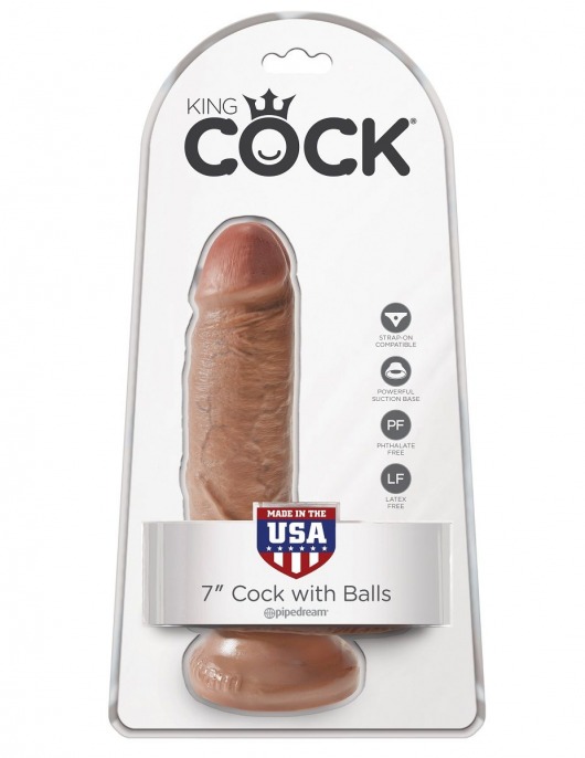 Фаллоимитатор-мулат с мошонкой 7  Cock with Balls - 19,4 см. - Pipedream