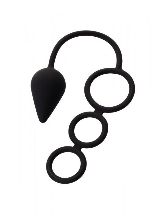 Тройное эрекционное кольцо с анальным хвостом Drop M-size - Erotist Adult Toys - в Красноярске купить с доставкой