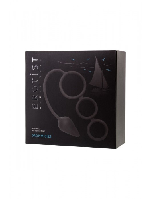 Тройное эрекционное кольцо с анальным хвостом Drop M-size - Erotist Adult Toys - в Красноярске купить с доставкой