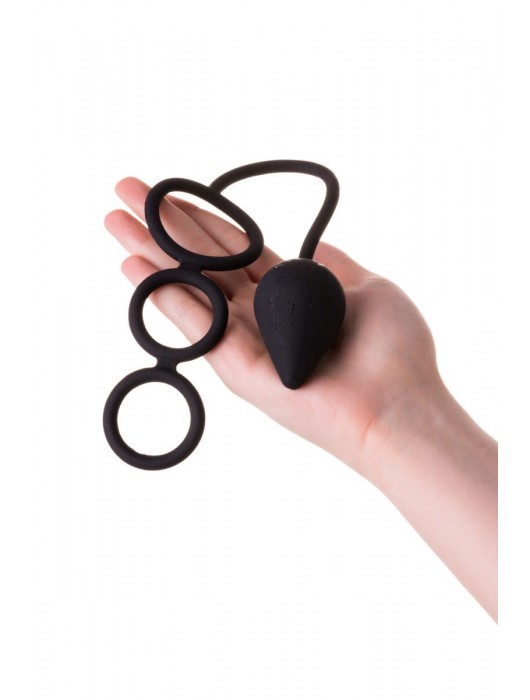 Тройное эрекционное кольцо с анальным хвостом Drop M-size - Erotist Adult Toys - в Красноярске купить с доставкой