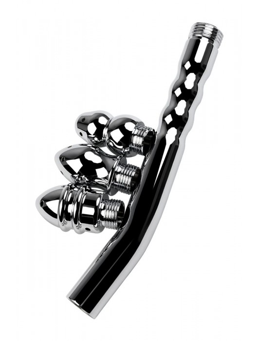 Металлический анальный душ с тремя насадками - ToyFa - купить с доставкой в Красноярске