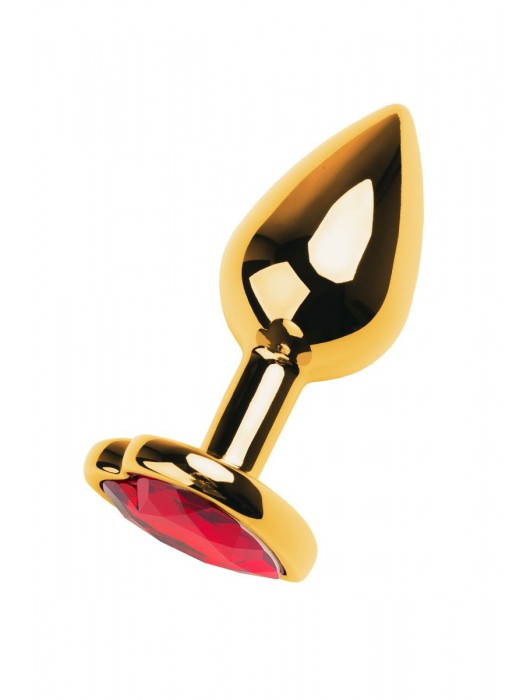 Золотистая анальная пробка с кристаллом-сердцем - 7,5 см. - ToyFa - купить с доставкой в Красноярске