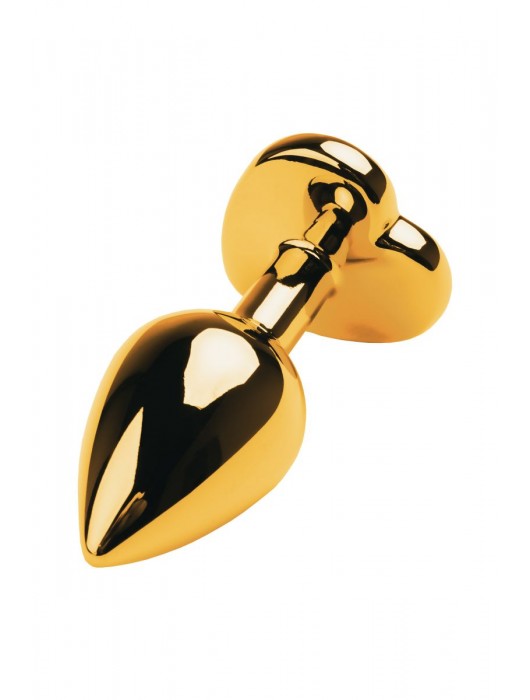 Золотистая анальная пробка с кристаллом-сердцем - 7,5 см. - ToyFa - купить с доставкой в Красноярске