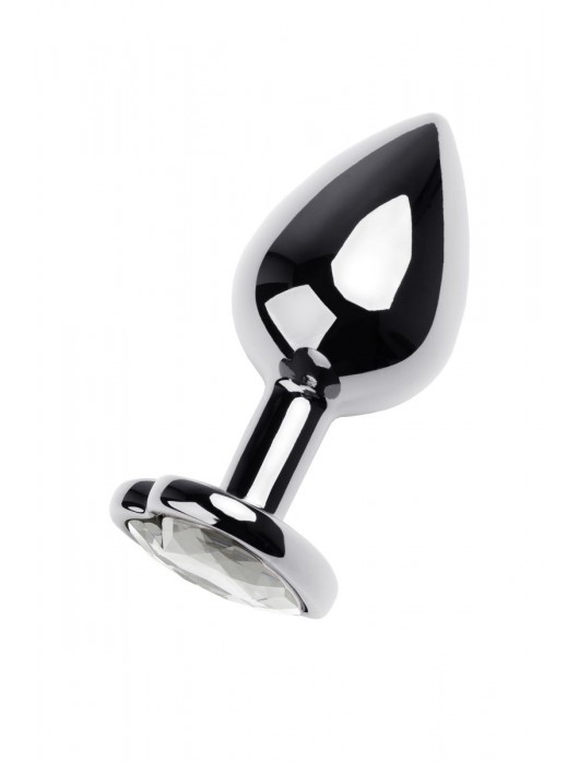 Серебристая анальная пробка с прозрачным кристаллом-сердцем - 8 см. - ToyFa - купить с доставкой в Красноярске