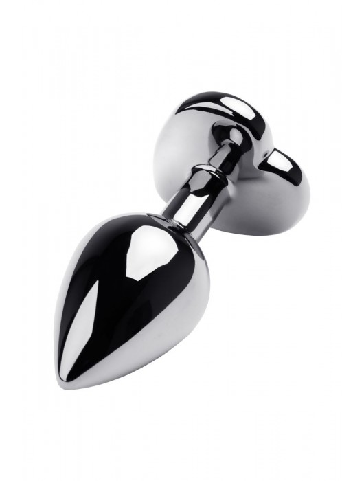 Серебристая анальная пробка с прозрачным кристаллом-сердцем - 8 см. - ToyFa - купить с доставкой в Красноярске