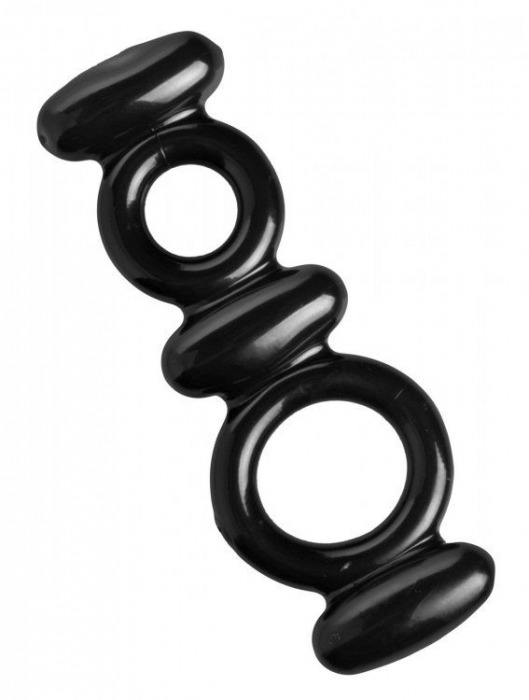 Двойное эрекционное кольцо Dual Stretch To Fit Cock and Ball Ring - XR Brands - в Красноярске купить с доставкой
