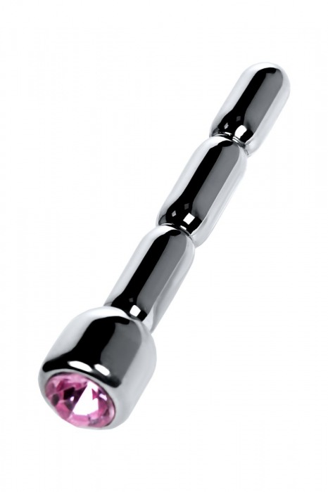 Серебристый уретральный плаг со стразом - 7 см. - ToyFa - купить с доставкой в Красноярске