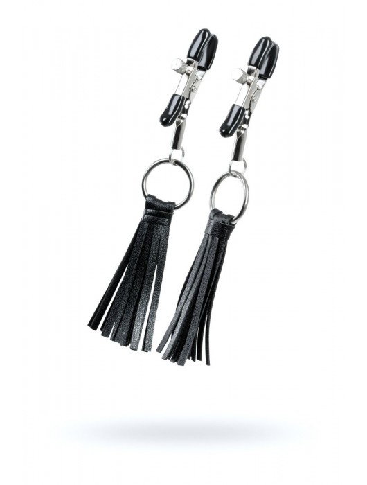 Черно-серебристые зажимы для сосков Theatre с кисточками - ToyFa - купить с доставкой в Красноярске