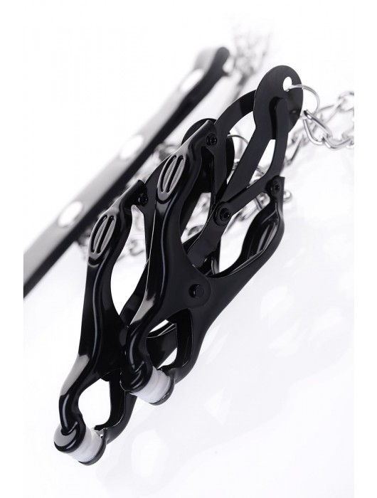 Черно-серебристые зажимы для сосков с кольцом для пениса TOYFA Metal - ToyFa - купить с доставкой в Красноярске